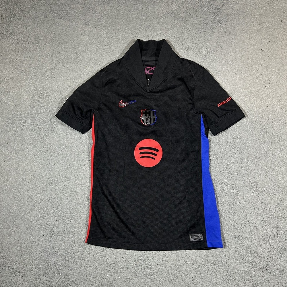 Nike FC Barcelona LEWANDOWSKI Black Away Jersey Shirt Youth Large #3493